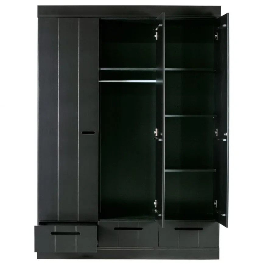 WOOOD Kledingkast Connect Zwart - 140x195x53 cm