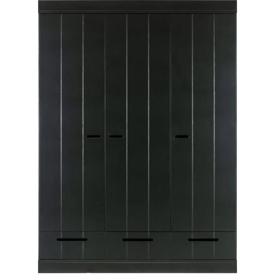 WOOOD Kledingkast Connect Zwart - 140x195x53 cm