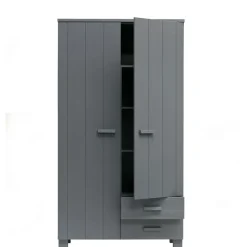 WOOOD Kledingkast Dennis Donkergrijs - 111x202x55 cm