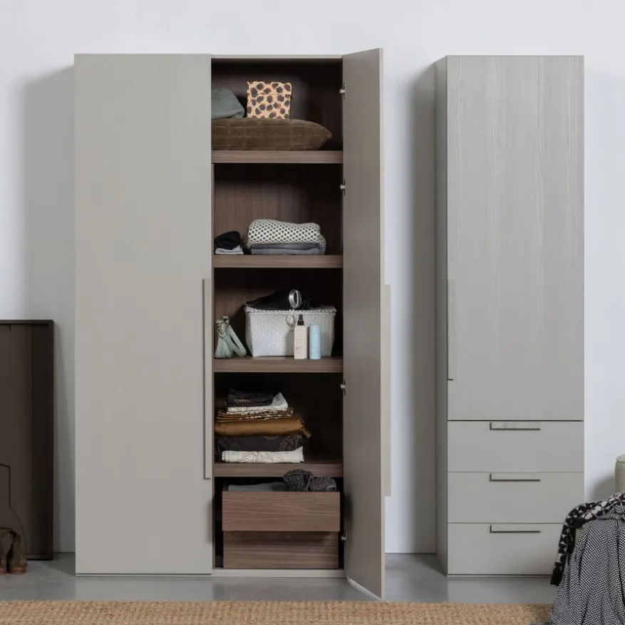 WOOOD Kledingkast Rens Grijs - 110x210x58 cm