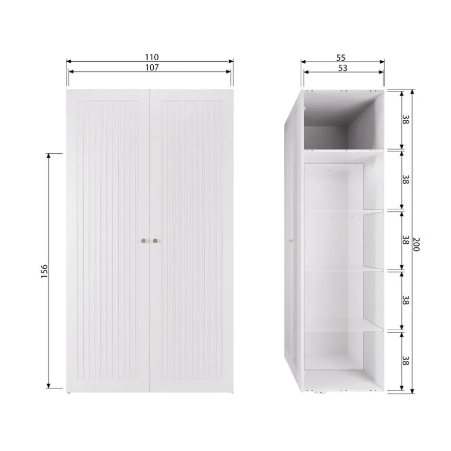 WOOOD Kledingkast Sipke Wit - 110x200x55 cm