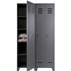 WOOOD Lockerkast Stijn Grijs - 103x187x40 cm
