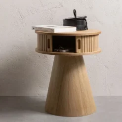 WOOOD Nachtkastje Karri Naturel - Ø 38 cm