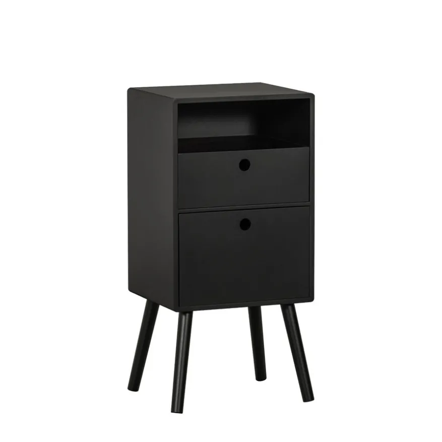 WOOOD Nachtkastje Ozzy Zwart - 36x75x30 cm