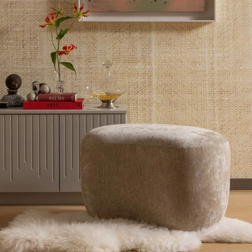 WOOOD Poef Popular Beige - 73x51 cm