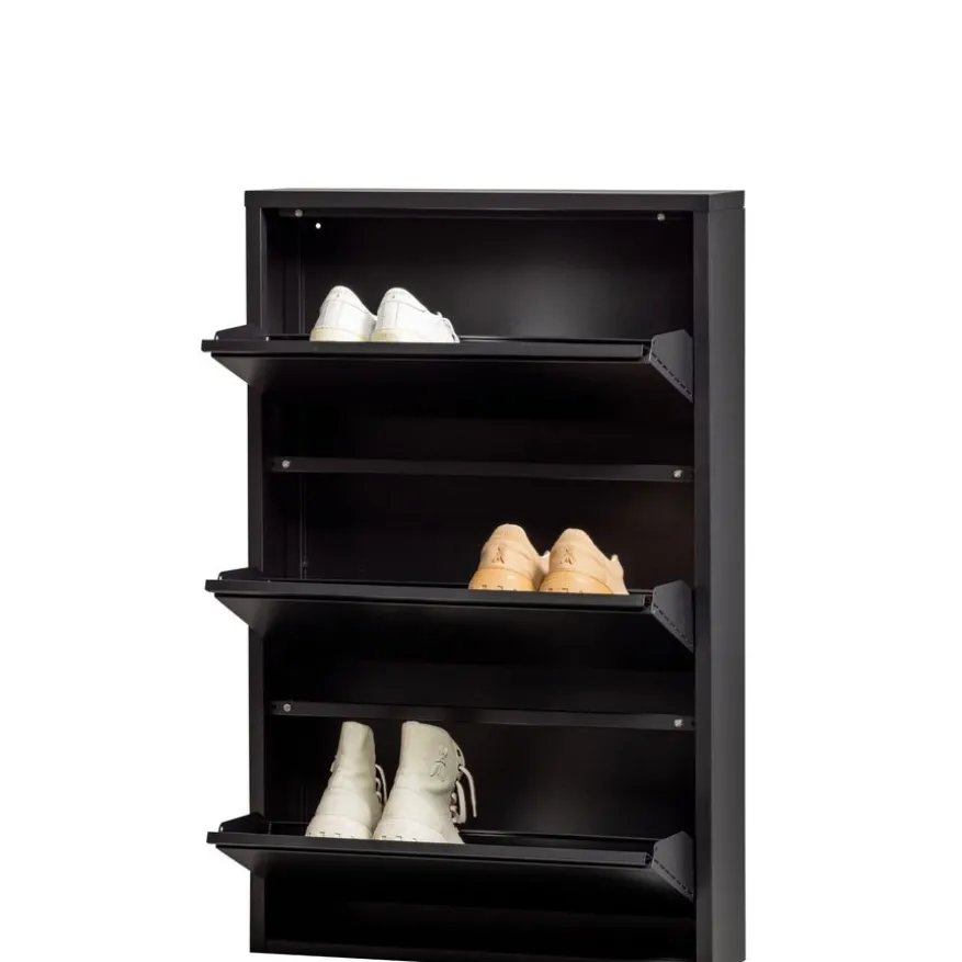 WOOOD Schoenenkast Sabine Zwart - 66x103x16 cm