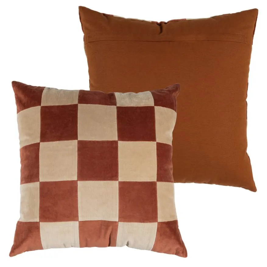 WOOOD Sierkussen Zena Roze / Roestbruin - set 4 stuks