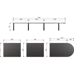 WOOOD Tafelblad Tablo Lungo Zwart - 210x120 cm