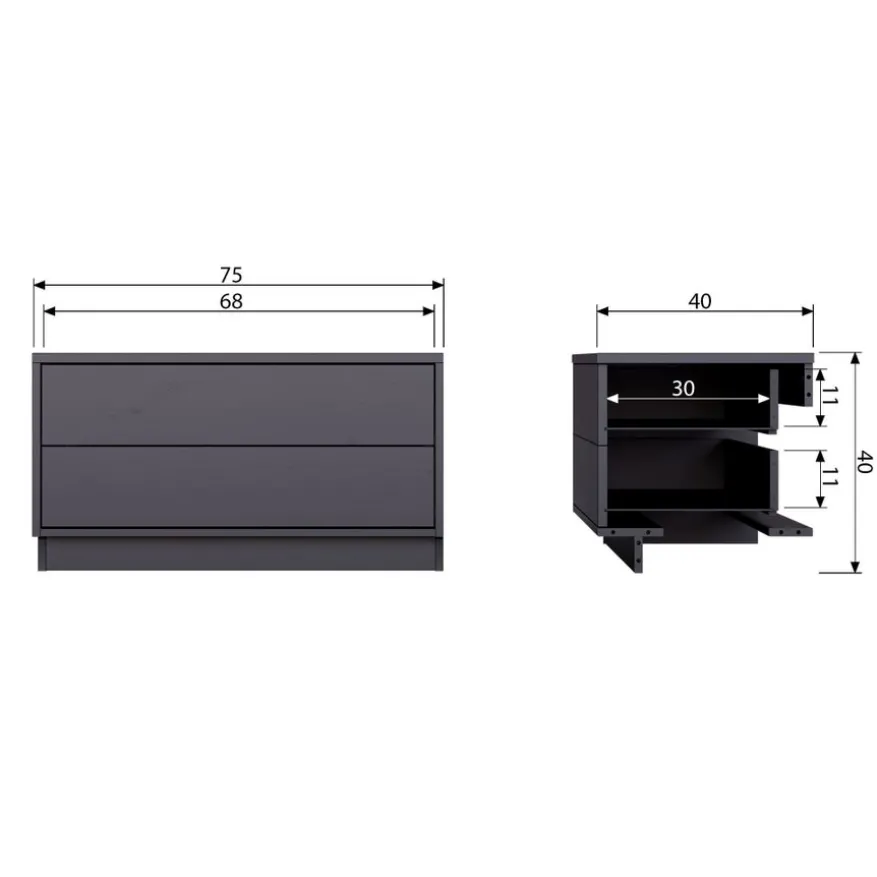 WOOOD TV-meubel Finca Zwart - 75x40x40 cm