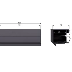 WOOOD TV-meubel Finca Zwart - 100x40x40 cm
