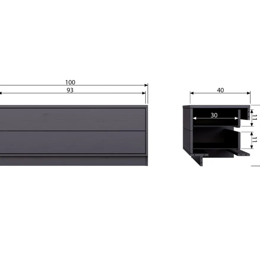 WOOOD TV-meubel Finca Zwart - 100x40x40 cm