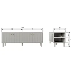 WOOOD TV-meubel Madu Grijs - 160x56x46 cm