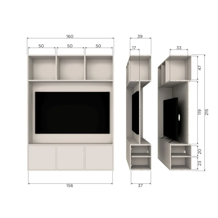WOOOD TV-meubel Meggy Dust - 160x215x40 cm