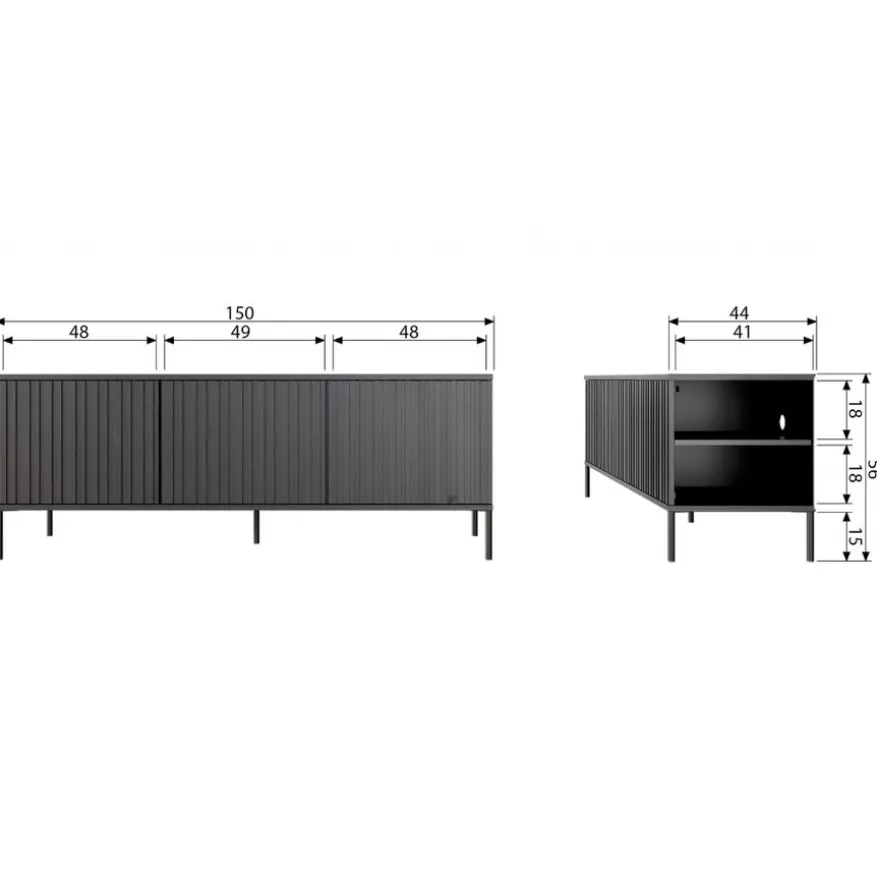 WOOOD TV-meubel New Gravure Zwart - 150x56x44 cm