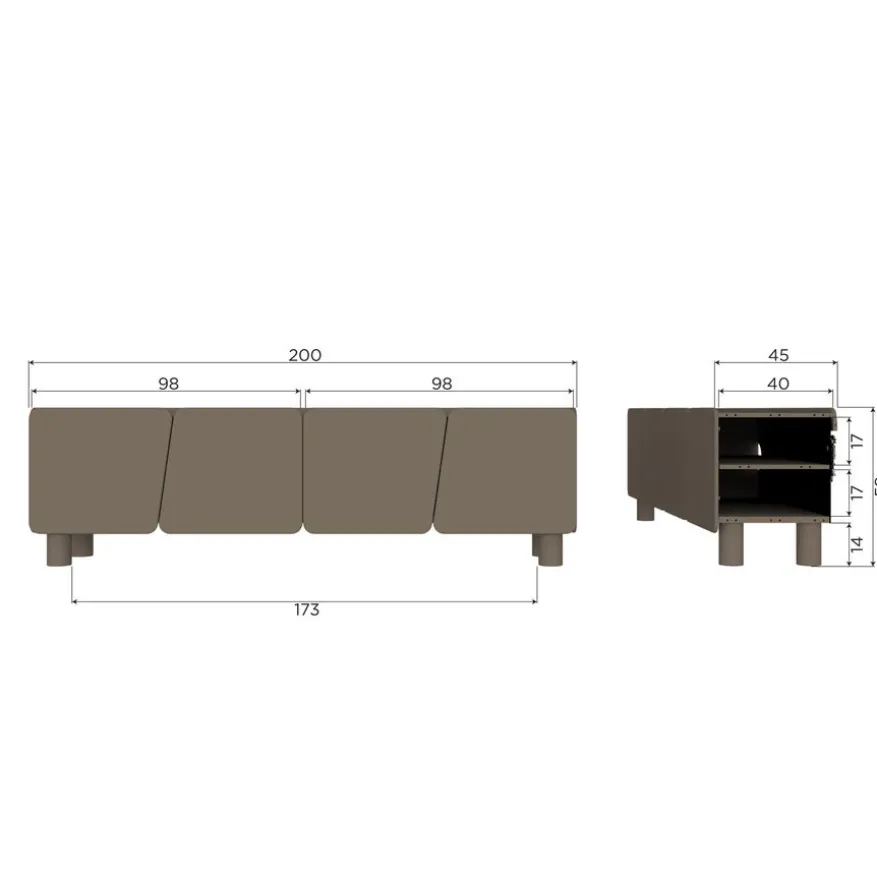 WOOOD TV-meubel Root Truffel Bruin - 200x58x45 cm