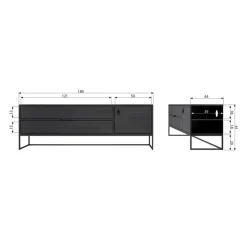 WOOOD TV-meubel Silas Zwart - 180x61x44 cm