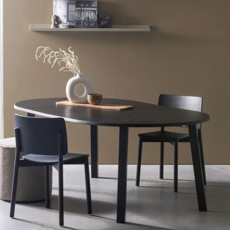 WOOOD Uitschuifbare Eettafel Lange Jan Zwart - 120/160/200x120 cm