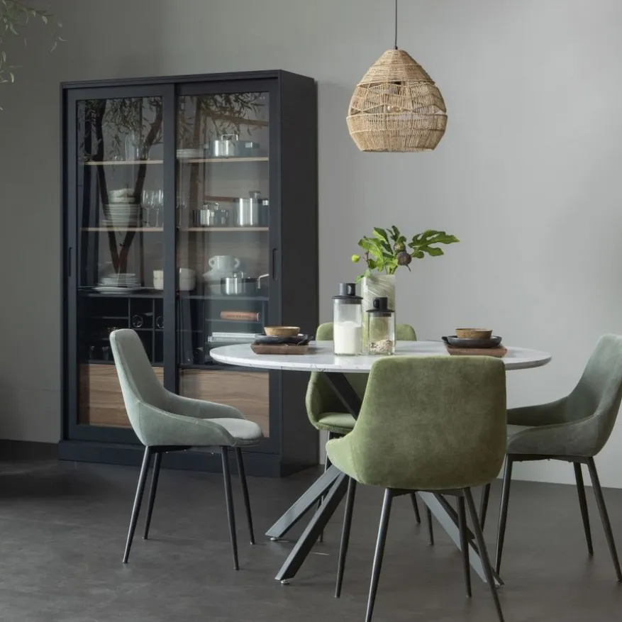 WOOOD Vitrinekast James Zwart - 125x200x47 cm
