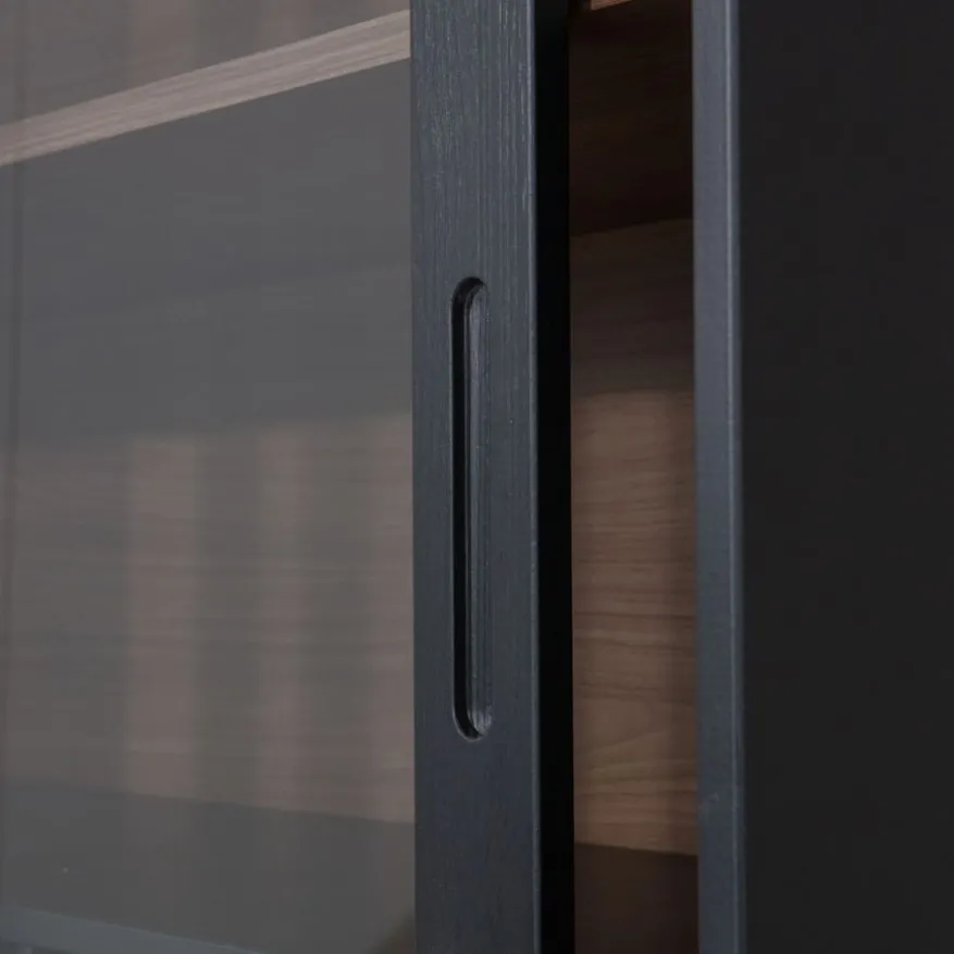 WOOOD Vitrinekast James Zwart - 125x200x47 cm