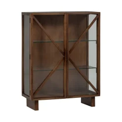 WOOOD Vitrinekast Kella Donkerbruin - 100x132x44 cm