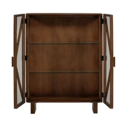 WOOOD Vitrinekast Kella Donkerbruin - 100x132x44 cm