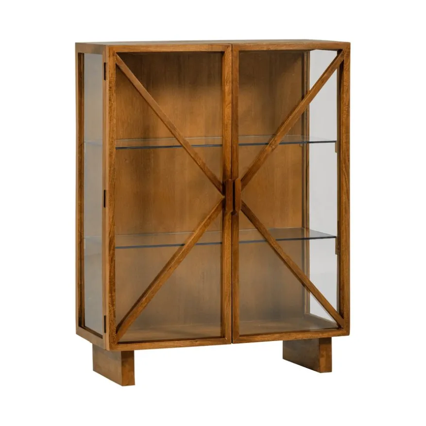 WOOOD Vitrinekast Kella Naturel - 100x132x44 cm