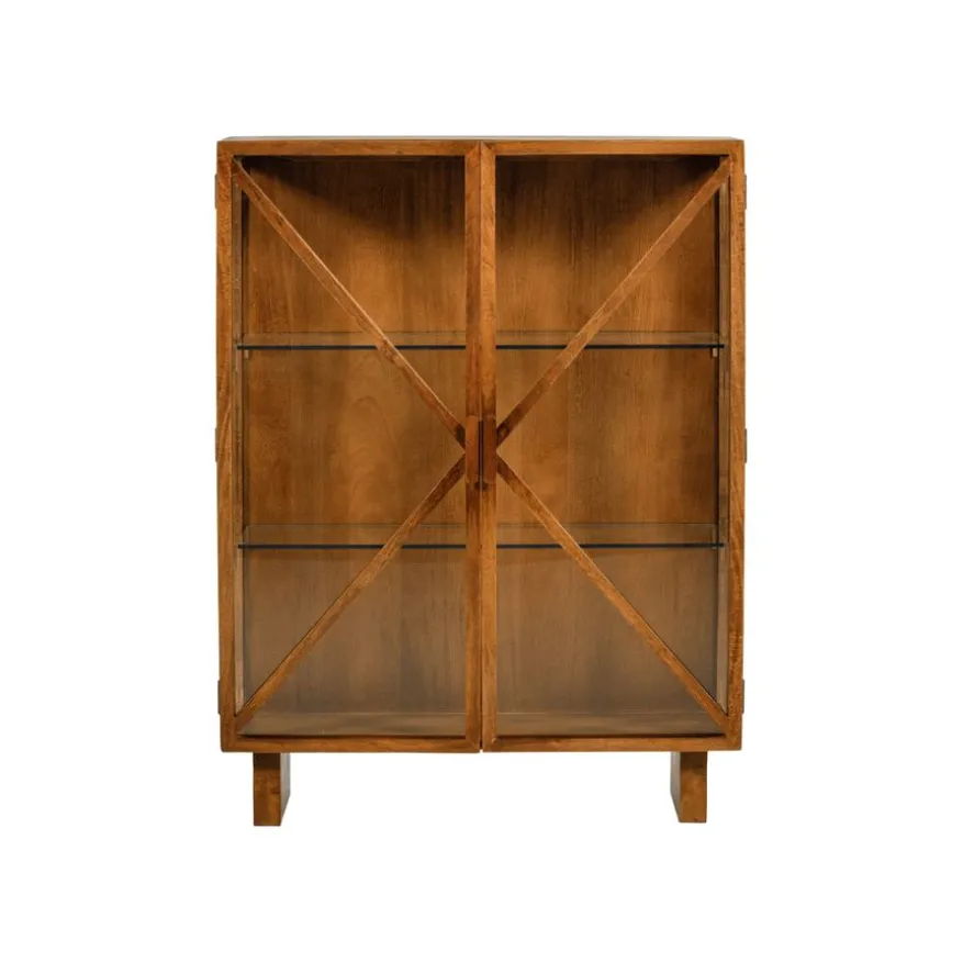 WOOOD Vitrinekast Kella Naturel - 100x132x44 cm