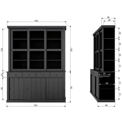 WOOOD Vitrinekast Lagos Zwart - 166x214x48 cm