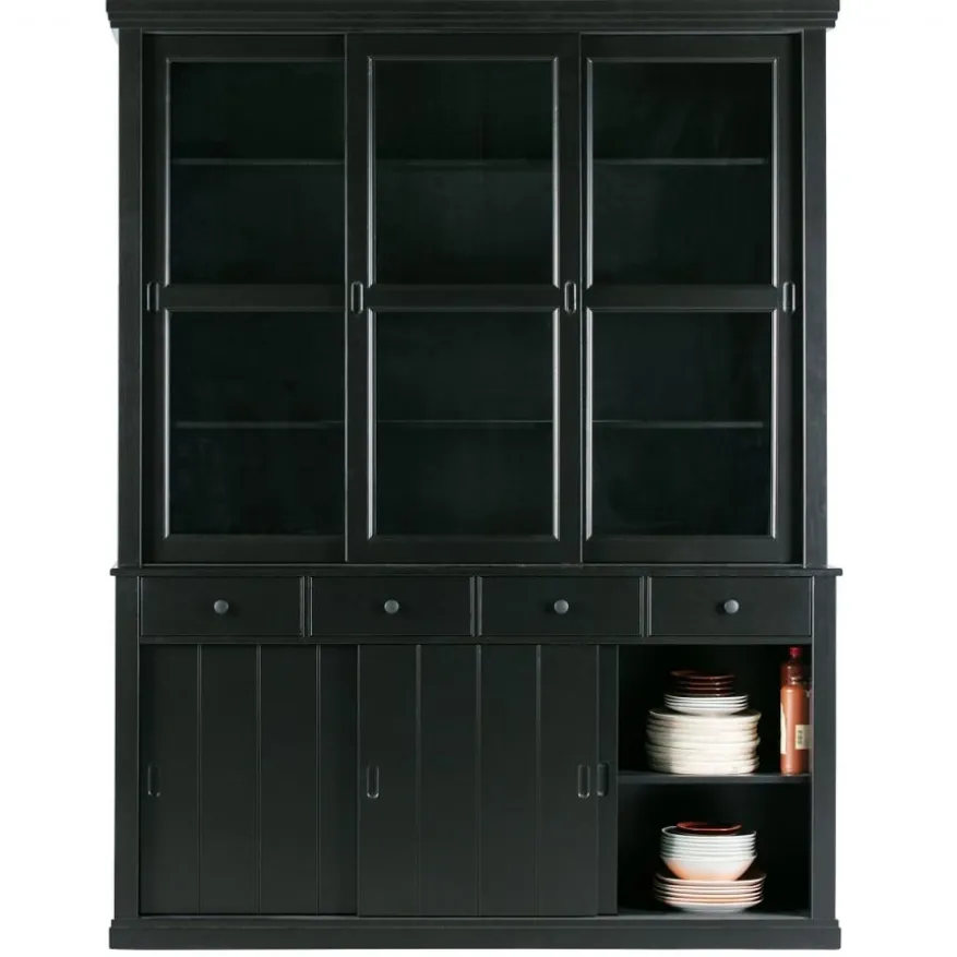 WOOOD Vitrinekast Lagos Zwart - 166x214x48 cm