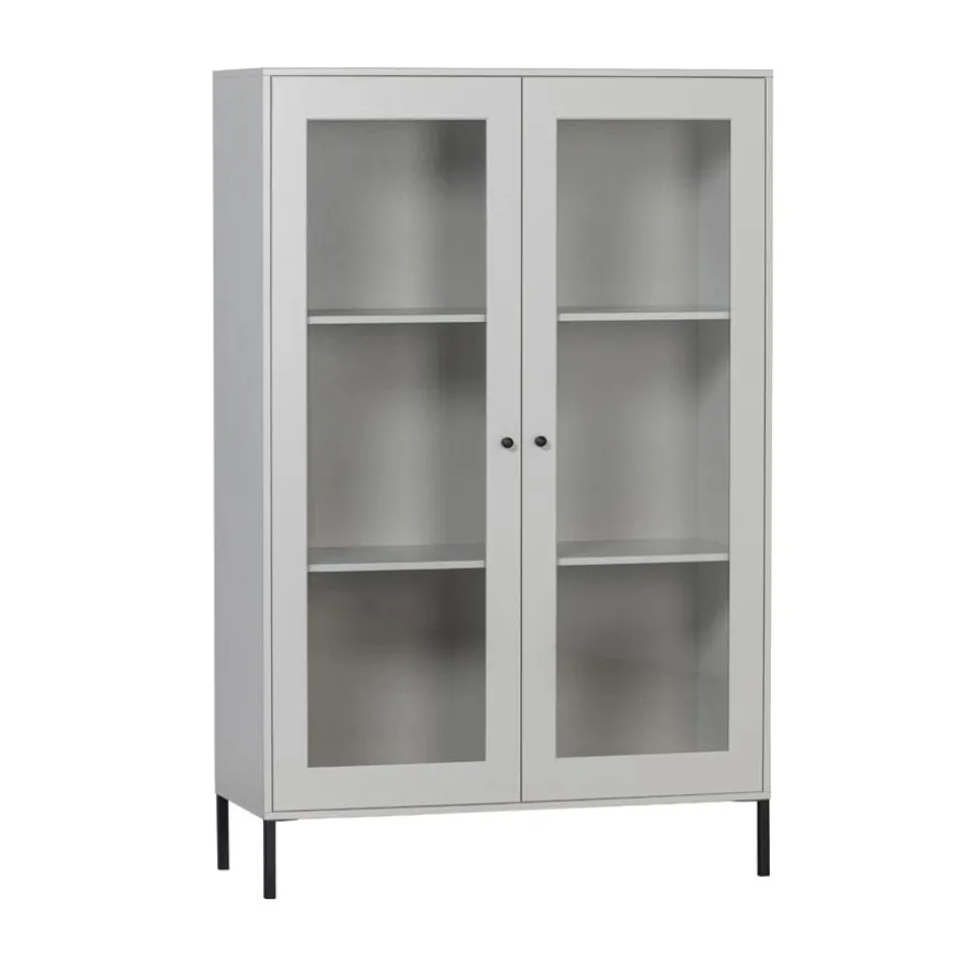 WOOOD Vitrinekast Xam Grijs - 100x155x40 cm