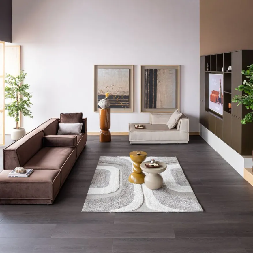 WOOOD Vloerkleed Moro Grijs / Wit - 170x240 cm