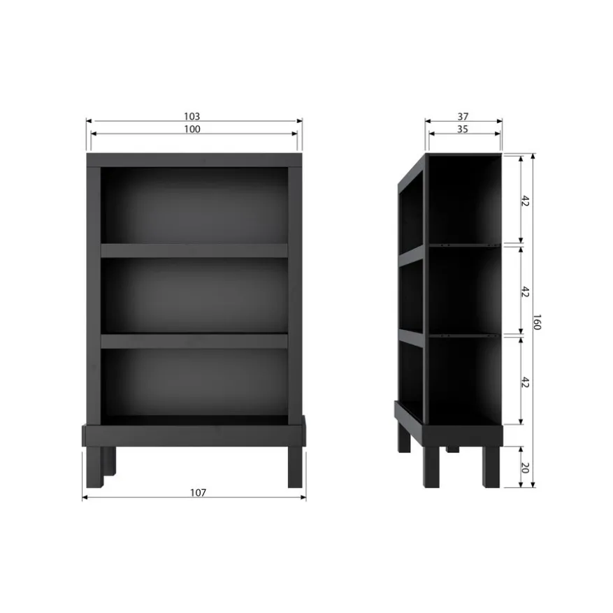WOOOD Wandkast Bonk Zwart - 107x160x39 cm