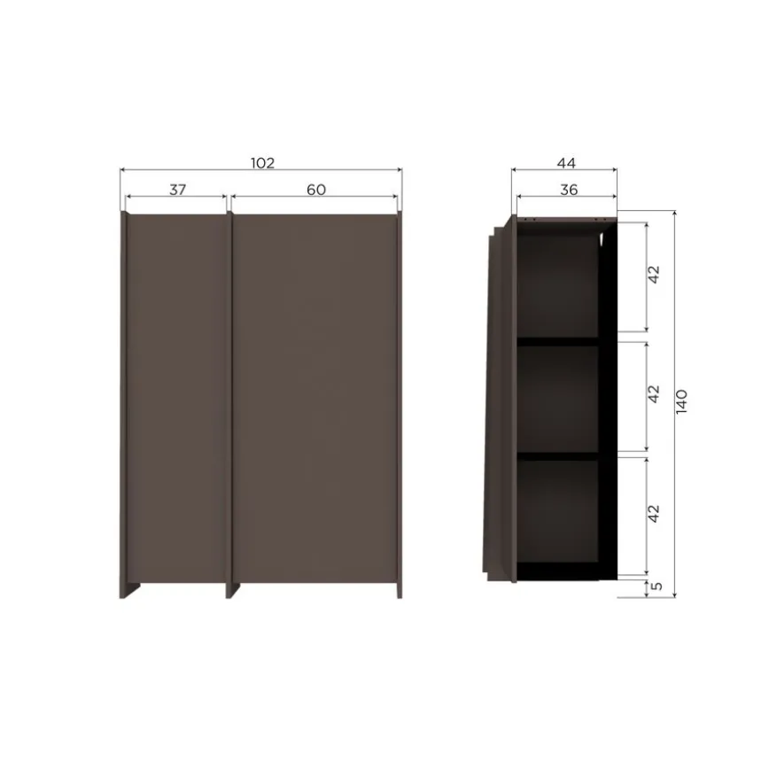 WOOOD Wandkast Brock Middenbruin - 102x140x44 cm