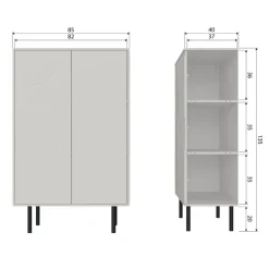 WOOOD Wandkast Cadiz Mist - 85x135x40 cm