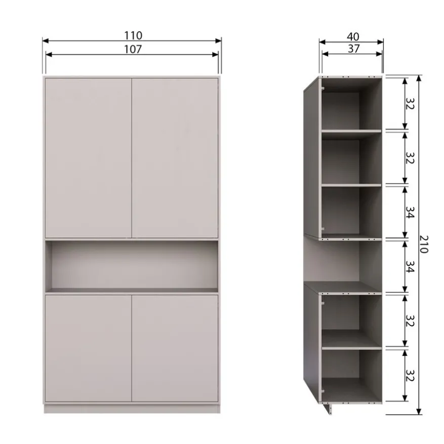 WOOOD Wandkast Finca Mist - 110x210x40 cm