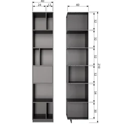 WOOOD Wandkast Finca Zwart - 40x210x40 cm