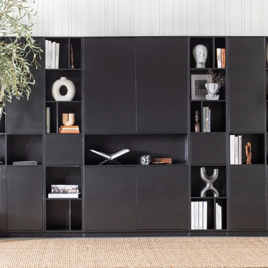 WOOOD Wandkast Finca Zwart - 110x210x40 cm