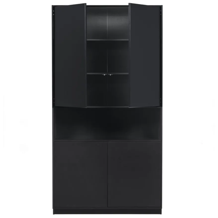 WOOOD Wandkast Finca Zwart - 110x210x40 cm