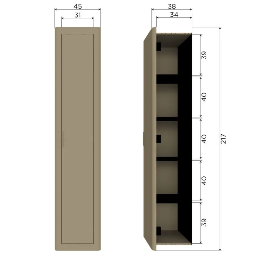 WOOOD Wandkast Gunnar Mud - 45x217x39 cm