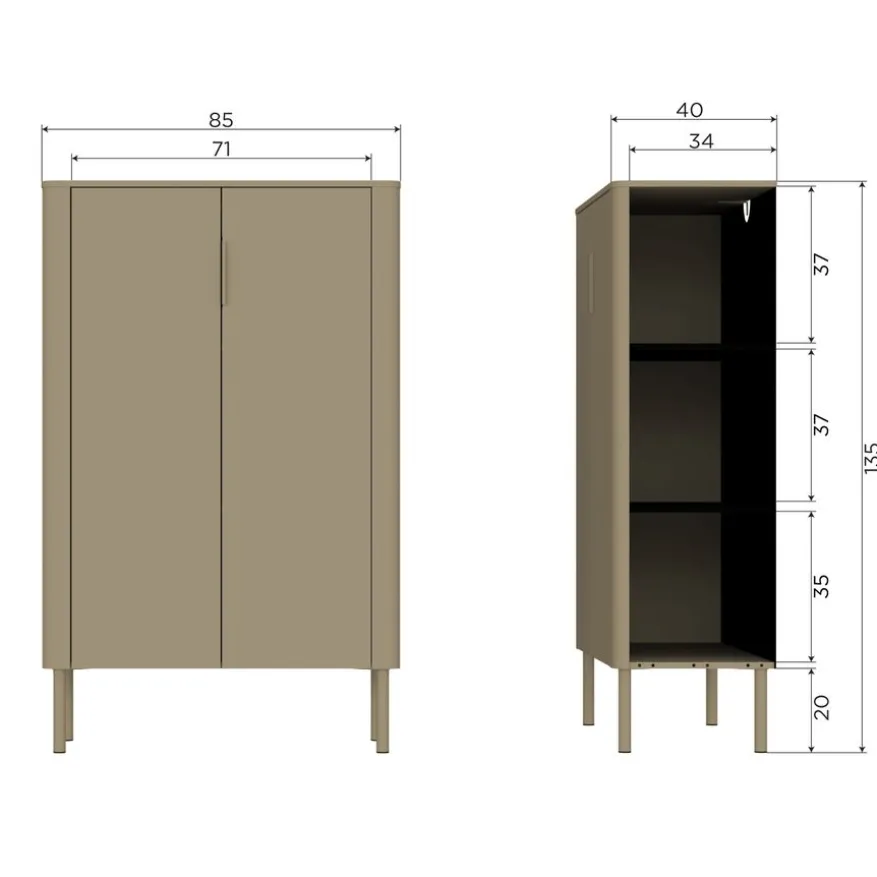 WOOOD Wandkast Gunnar Zwart - 85x135x39 cm