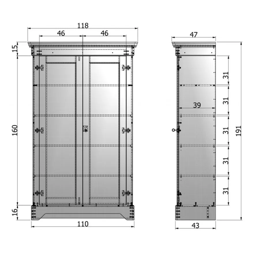 WOOOD Wandkast Isabel Wit - 118x191x47 cm