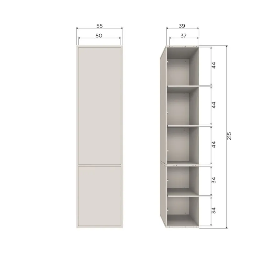 WOOOD Wandkast Meggy Dust - 55x215x40 cm