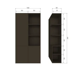WOOOD Wandkast Meggy Links Middenbruin - 108x215x40 cm