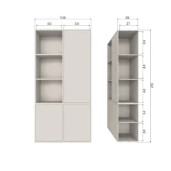 WOOOD Wandkast Meggy Rechts Dust - 108x215x40 cm