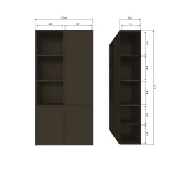 WOOOD Wandkast Meggy Rechts Middenbruin - 108x215x40 cm