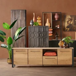 WOOOD Wandkast New Gravure Bruin - 60x210x42 cm