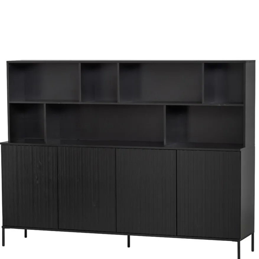 WOOOD Wandkast New Gravure Zwart - 200x150x44 cm
