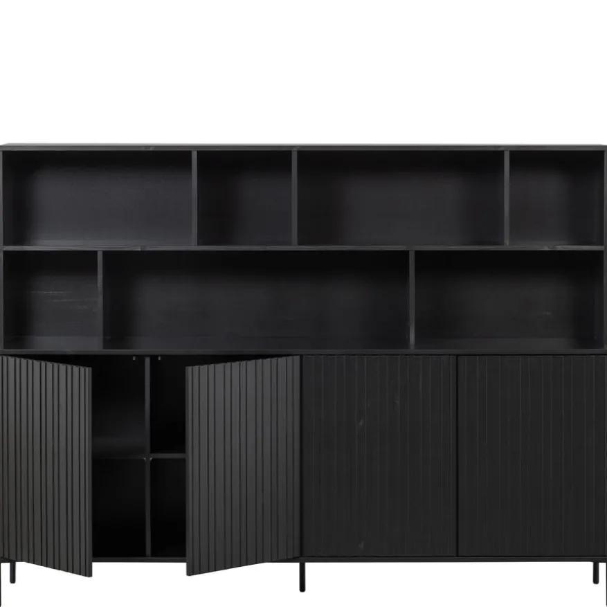 WOOOD Wandkast New Gravure Zwart - 200x150x44 cm