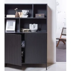 WOOOD Wandkast New Gravure Zwart - 200x150x44 cm