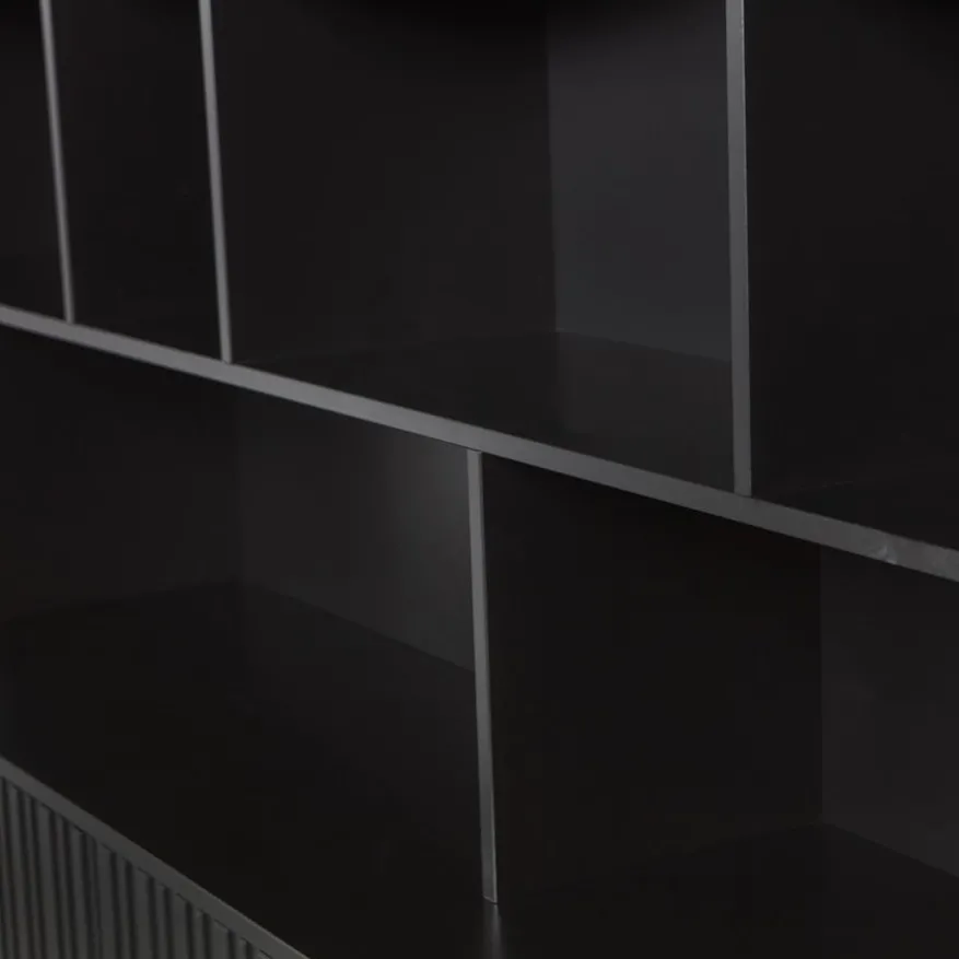 WOOOD Wandkast New Gravure Zwart - 200x150x44 cm